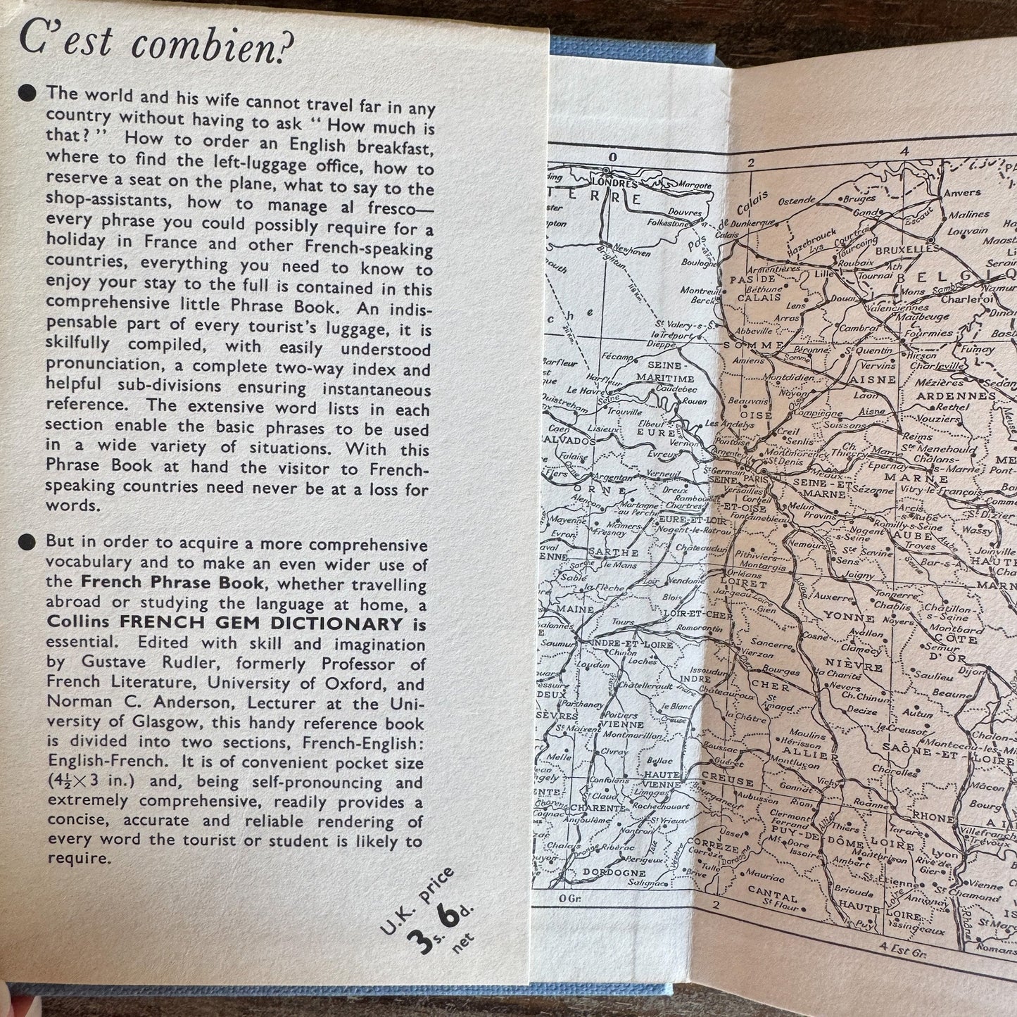 Collins' French Phrase Book, 1963 Pocket - Sized Vintage Hardcover - Pretty Old Books
