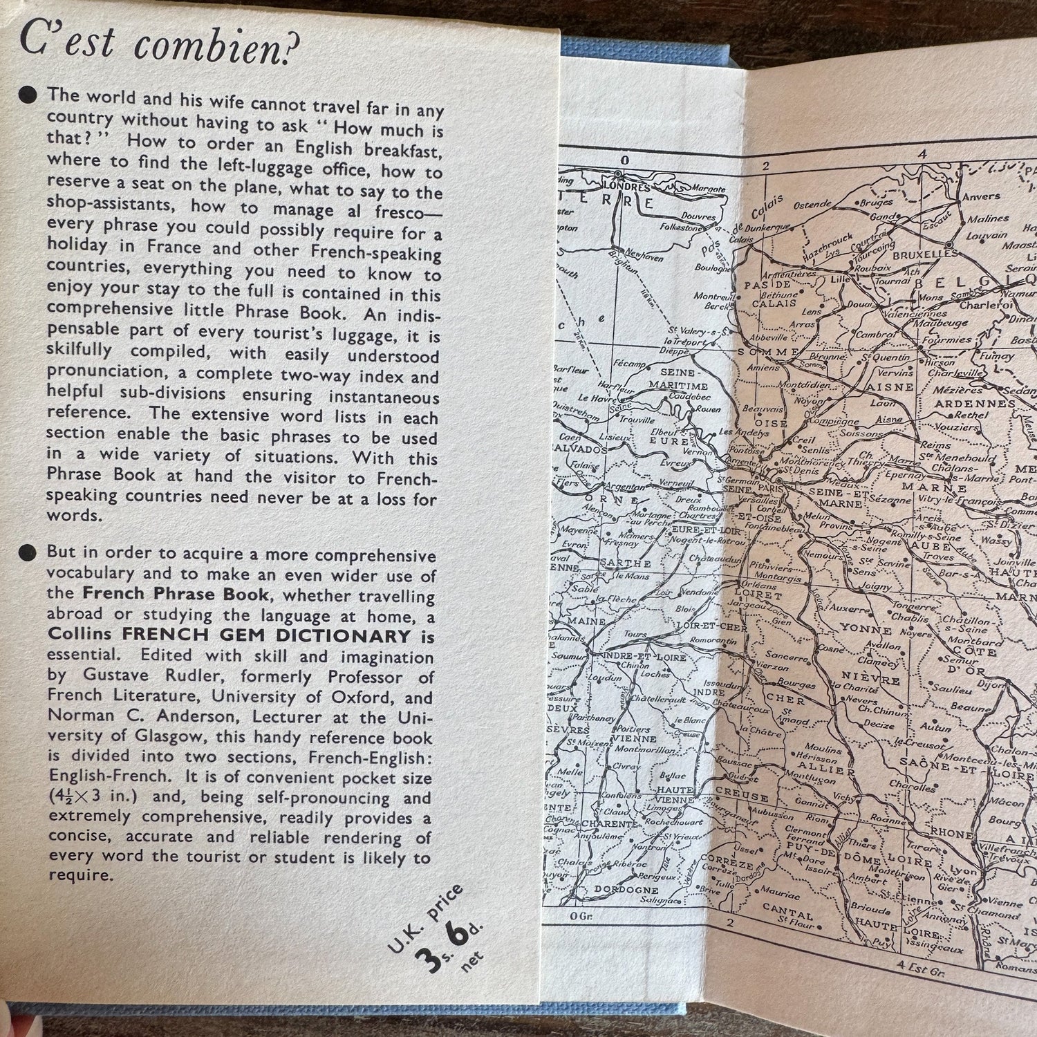 Collins' French Phrase Book, 1963 Pocket - Sized Vintage Hardcover - Pretty Old Books