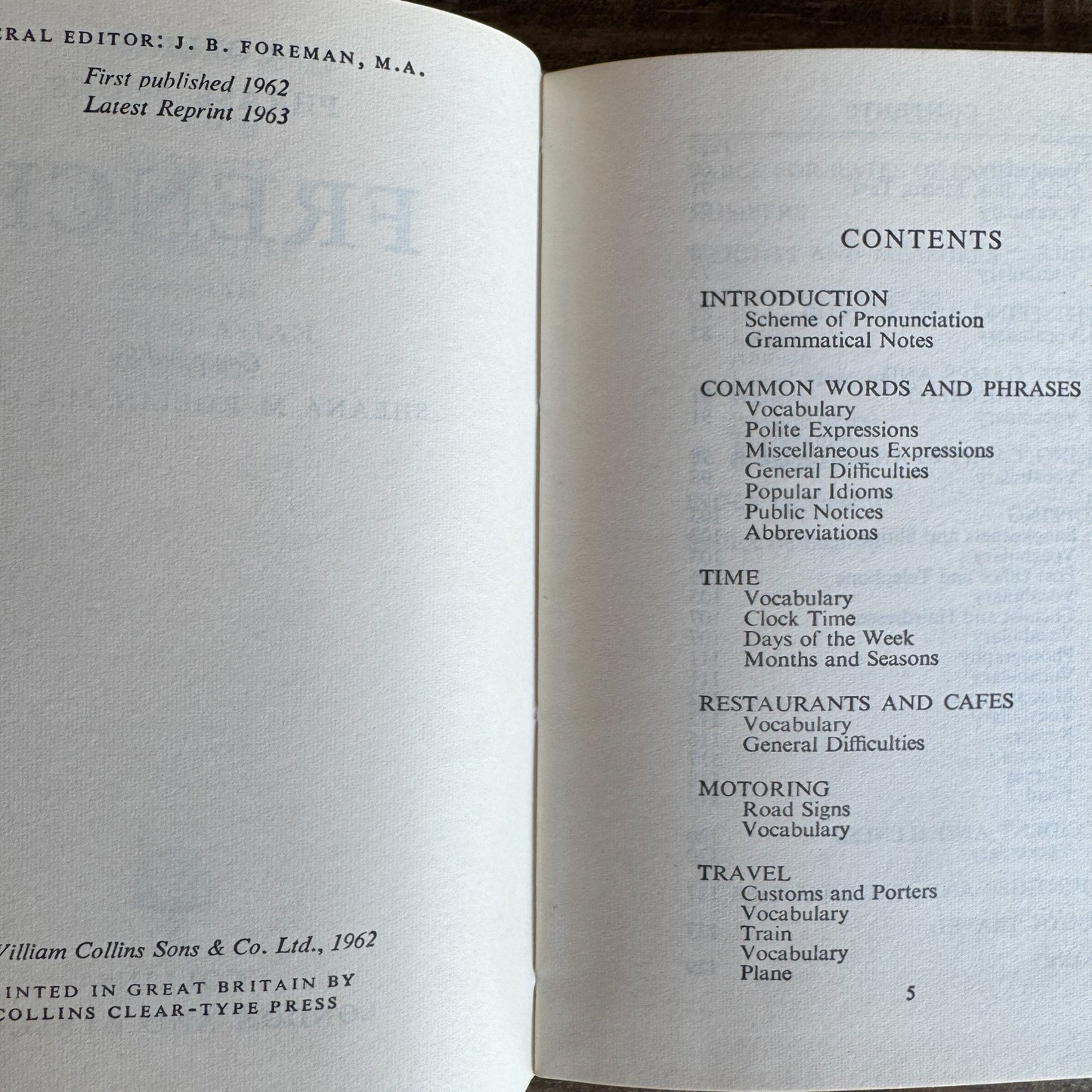 Collins' French Phrase Book, 1963 Pocket - Sized Vintage Hardcover - Pretty Old Books