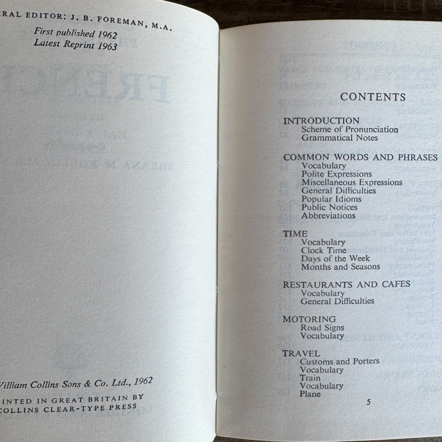Collins' French Phrase Book, 1963 Pocket - Sized Vintage Hardcover - Pretty Old Books