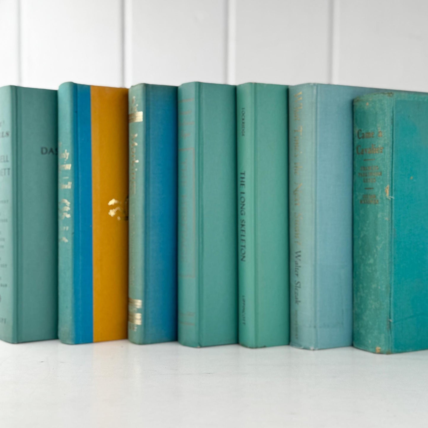 Cozy Teal and Turquoise Book Set for Bookshelf Decor - Pretty Old Books
