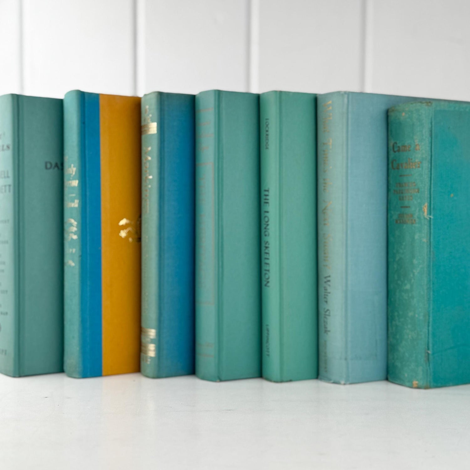 Cozy Teal and Turquoise Book Set for Bookshelf Decor - Pretty Old Books