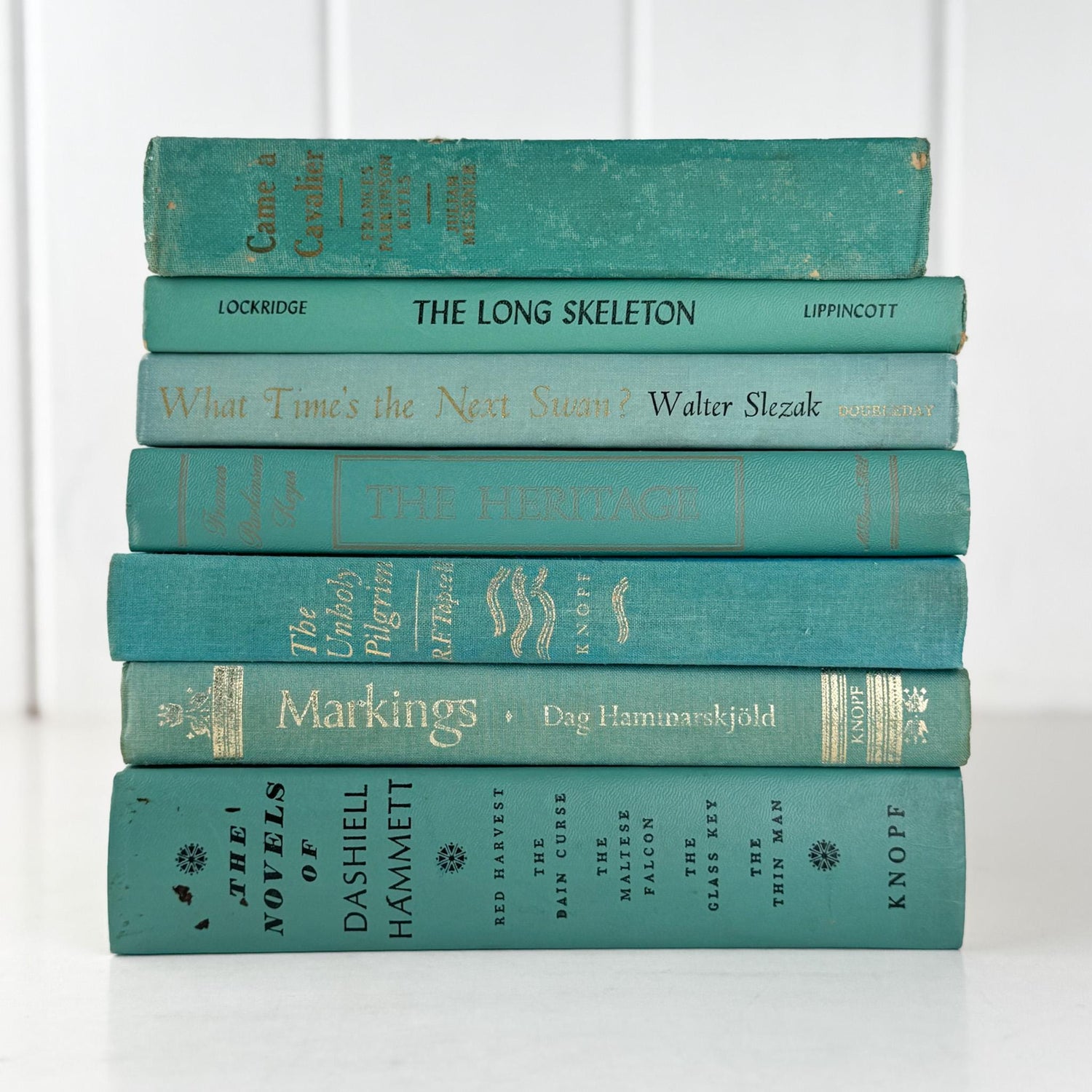 Cozy Teal and Turquoise Book Set for Bookshelf Decor - Pretty Old Books