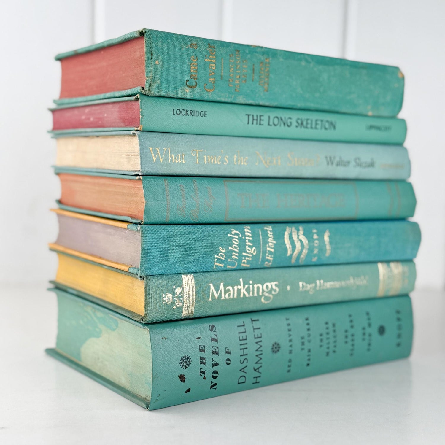 Cozy Teal and Turquoise Book Set for Bookshelf Decor - Pretty Old Books