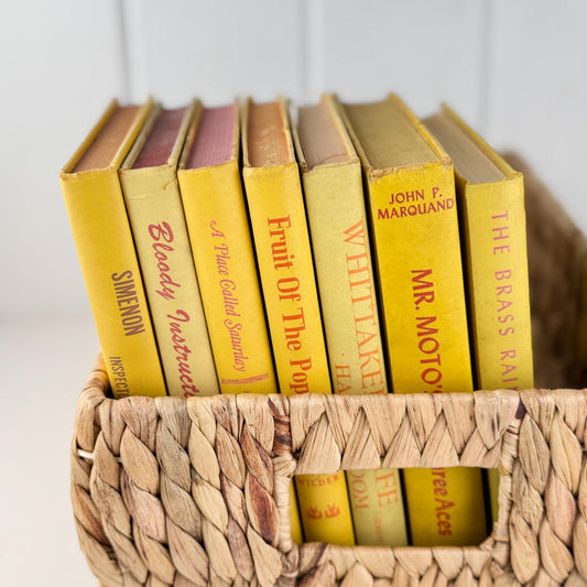 Cozy Yellow Vintage Books for Decor, Books by Color, Yellow and Red Decor - Pretty Old Books
