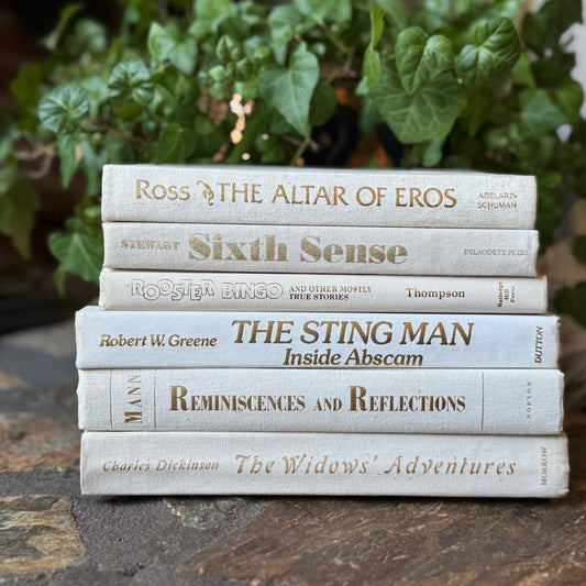 Cream and Gold Vintage Retro Book Set for Shelf Styling - Pretty Old Books