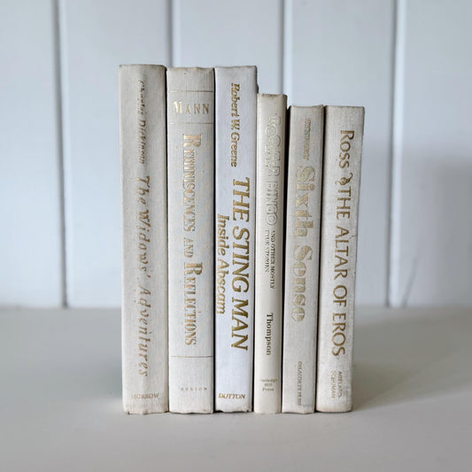 Cream and Gold Vintage Retro Book Set for Shelf Styling - Pretty Old Books
