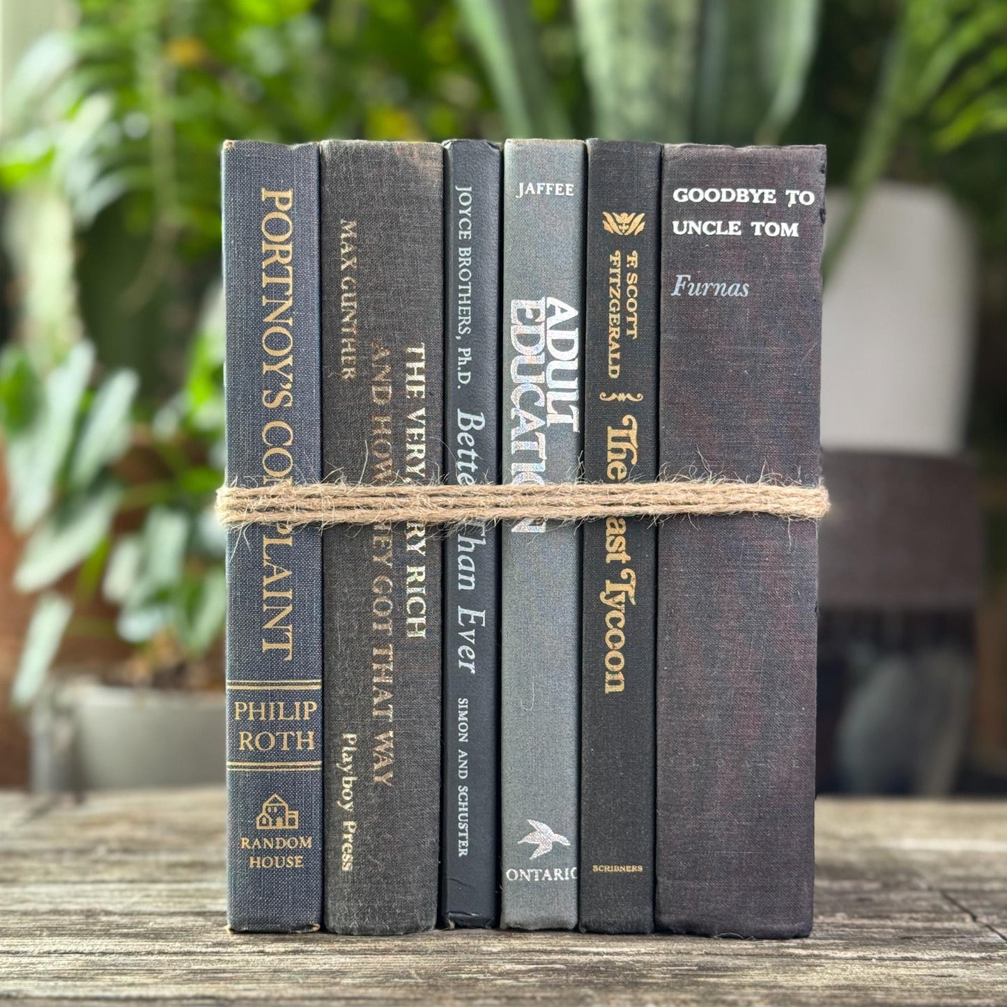 Dark Gray Vintage Mid Century Books for Shelf Styling - Pretty Old Books