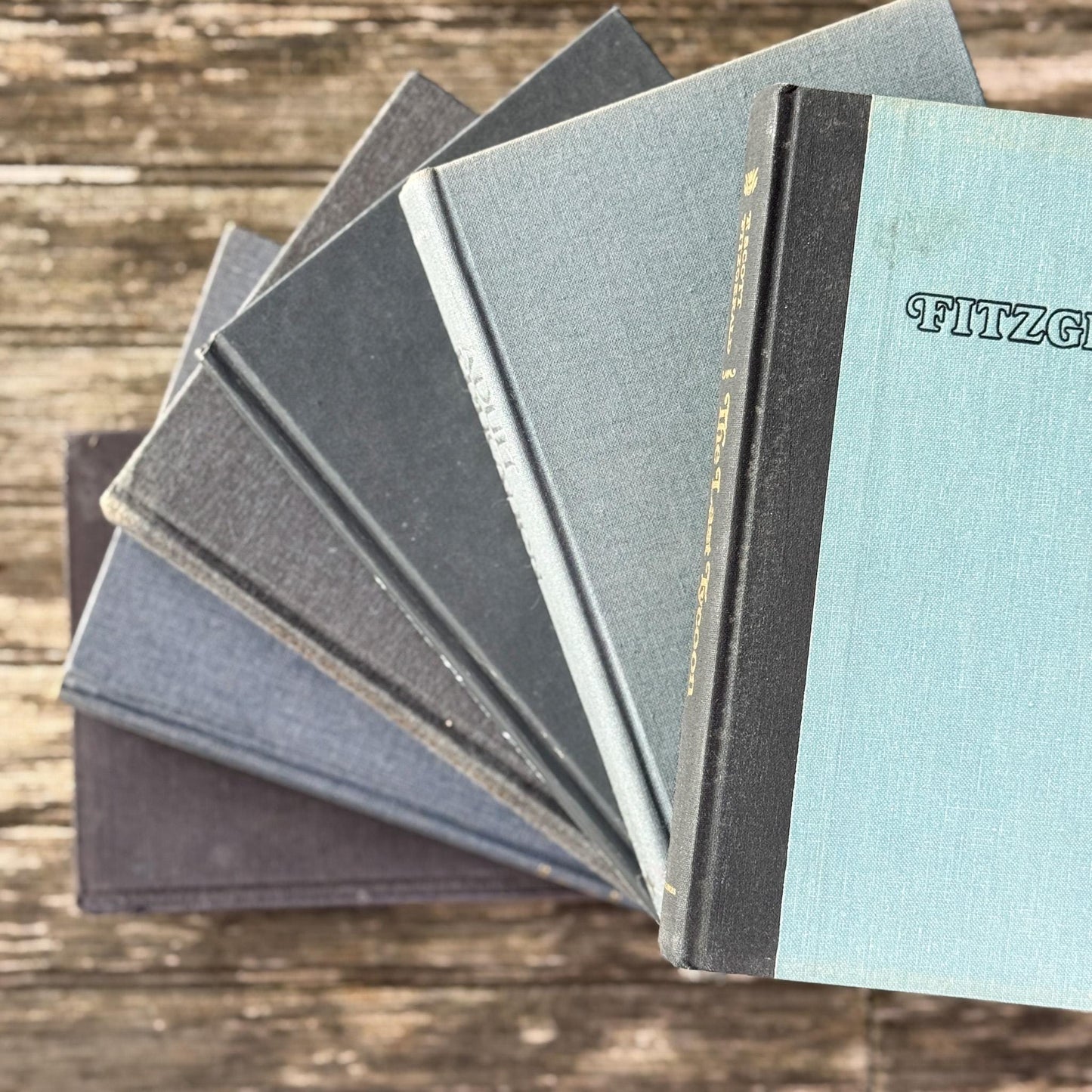 Dark Gray Vintage Mid Century Books for Shelf Styling - Pretty Old Books