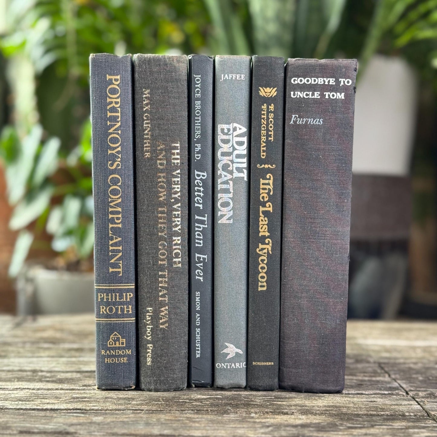 Dark Gray Vintage Mid Century Books for Shelf Styling - Pretty Old Books