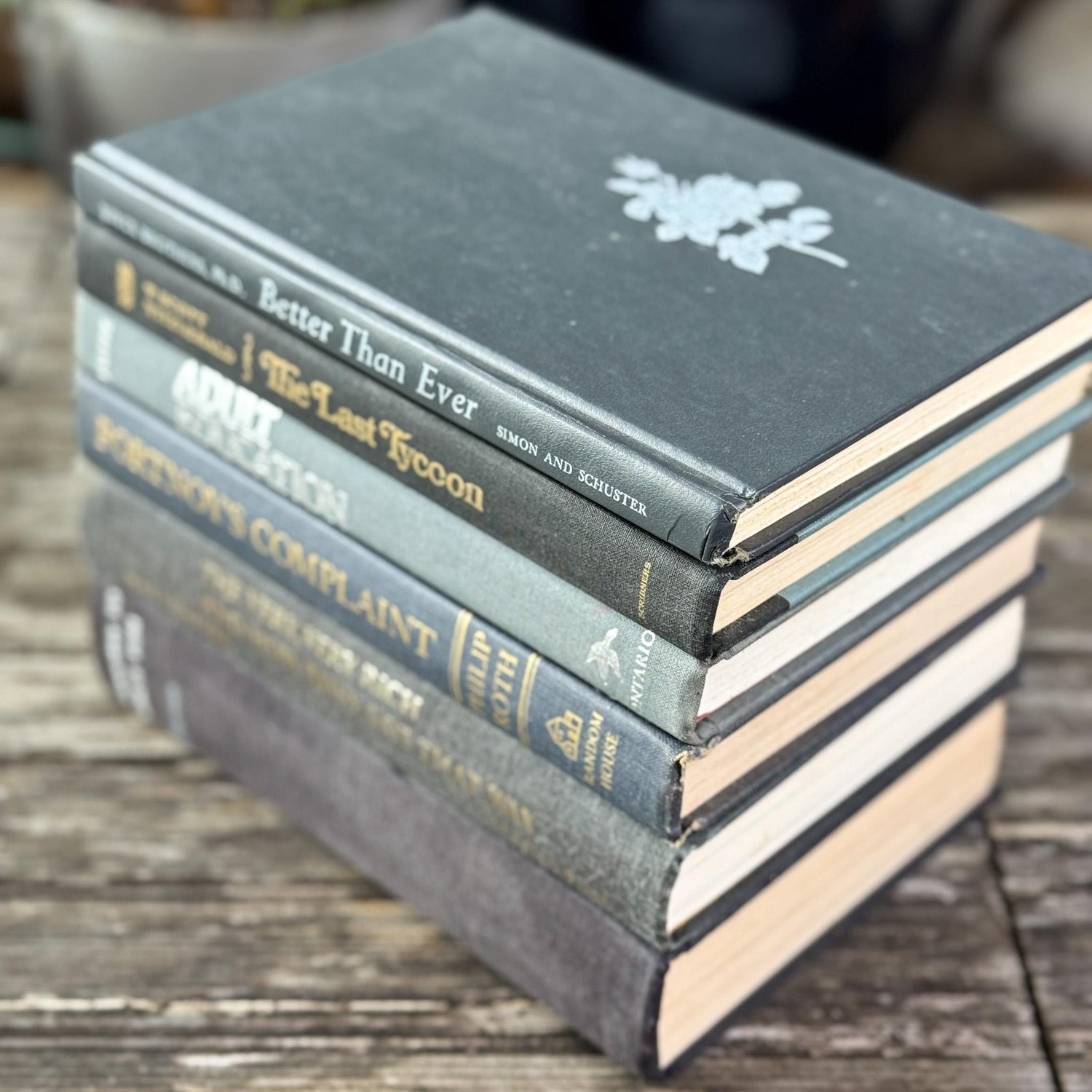 Dark Gray Vintage Mid Century Books for Shelf Styling - Pretty Old Books