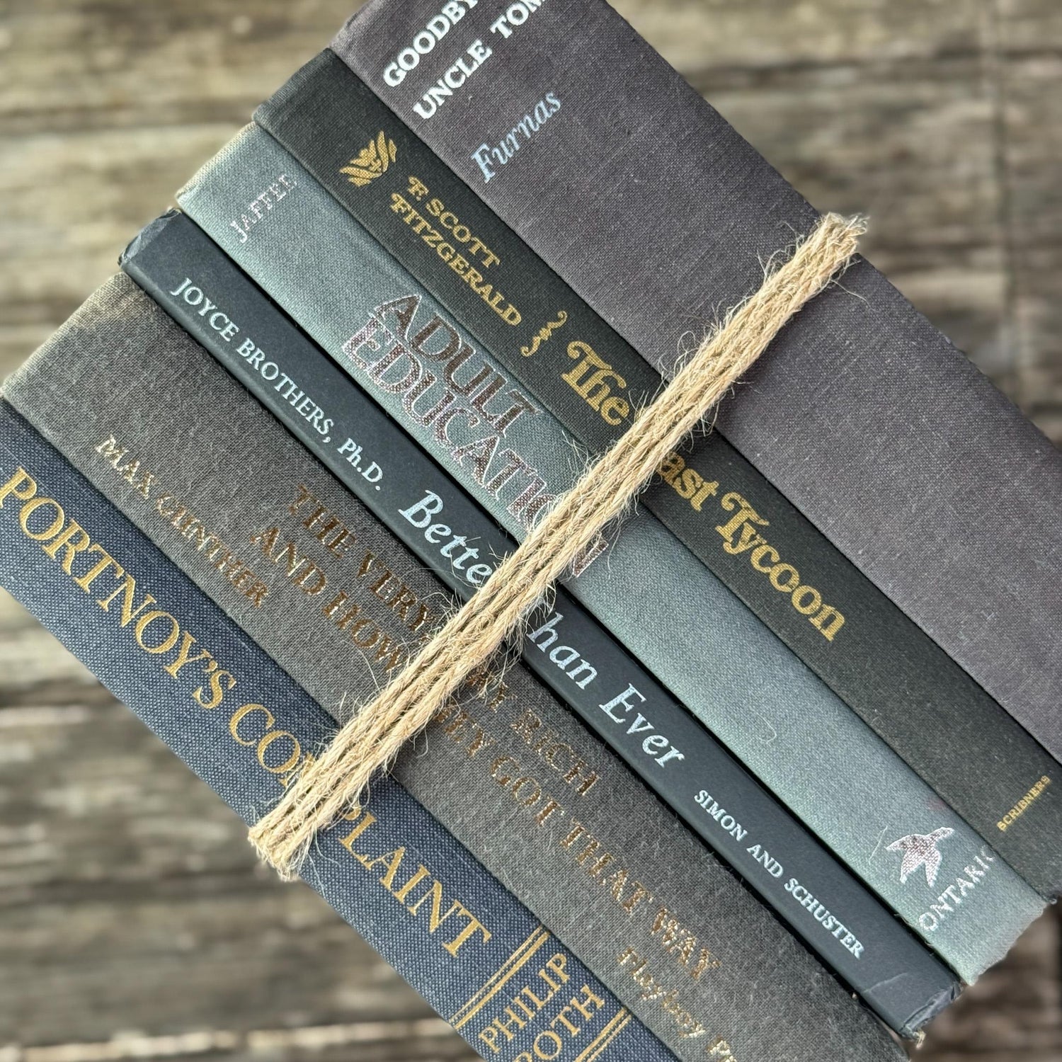 Dark Gray Vintage Mid Century Books for Shelf Styling - Pretty Old Books