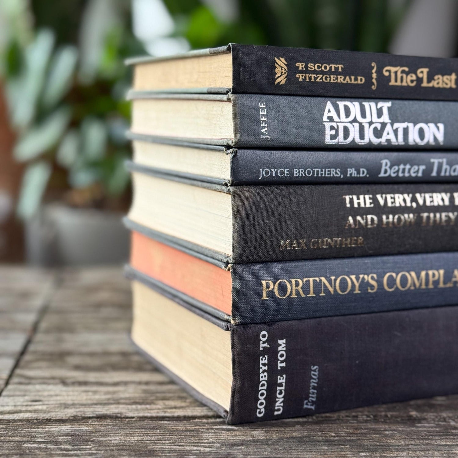 Dark Gray Vintage Mid Century Books for Shelf Styling - Pretty Old Books