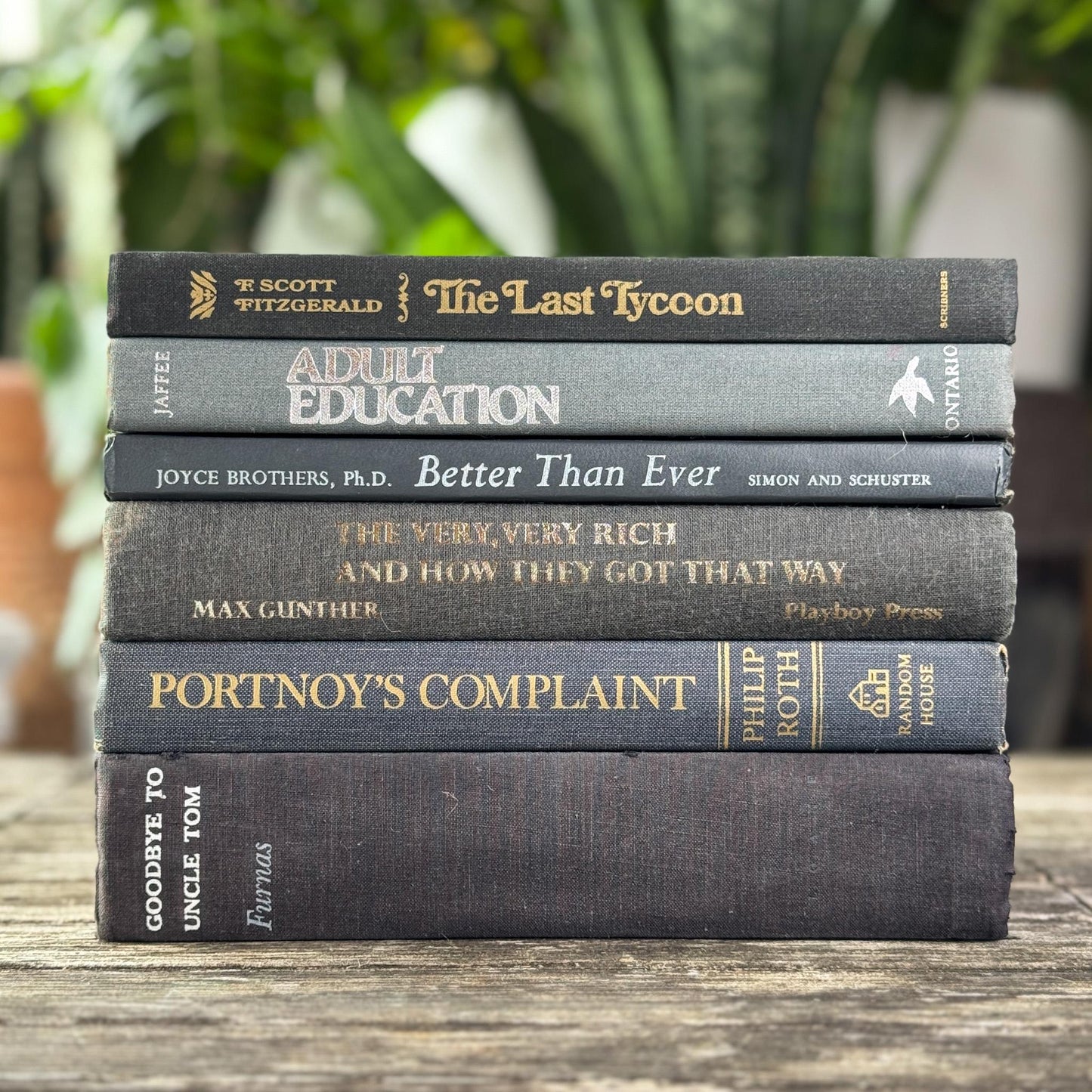 Dark Gray Vintage Mid Century Books for Shelf Styling - Pretty Old Books