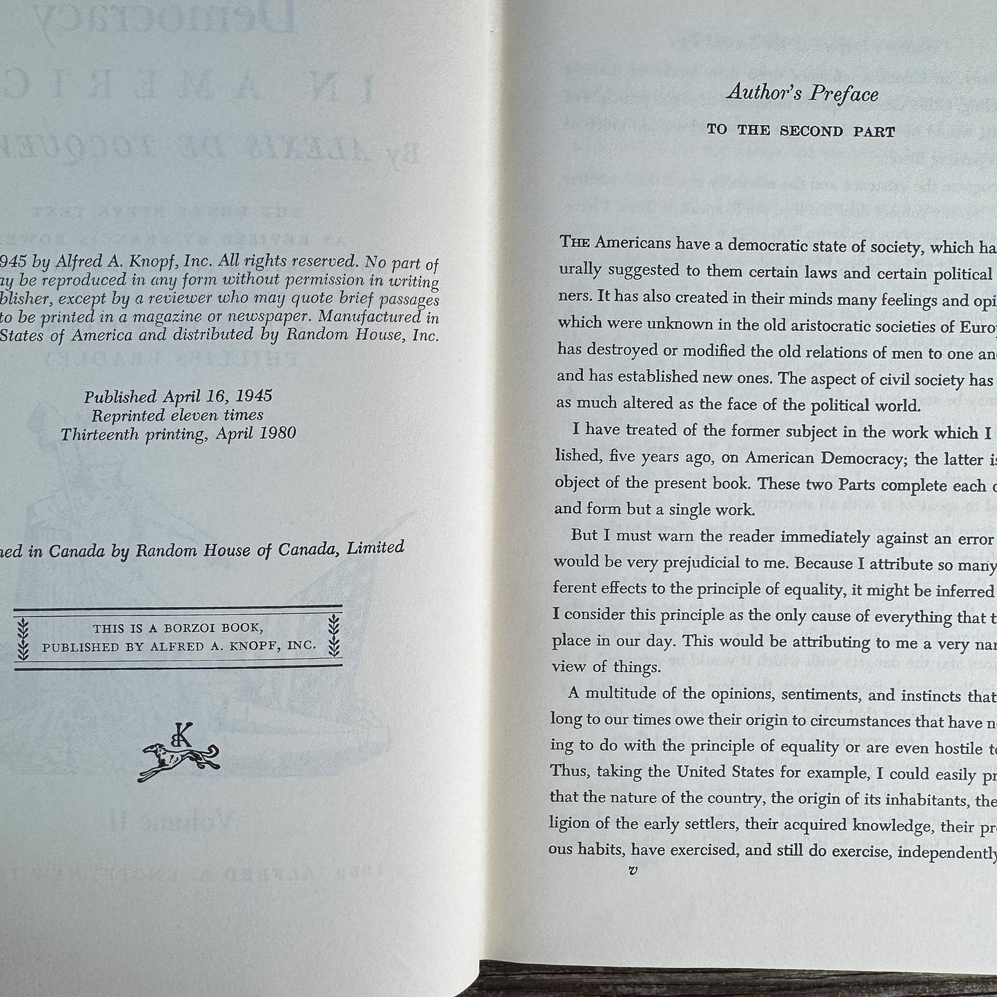 Democracy in America, Volume 2, Alexis de Tocqueville, 1980 - Pretty Old Books