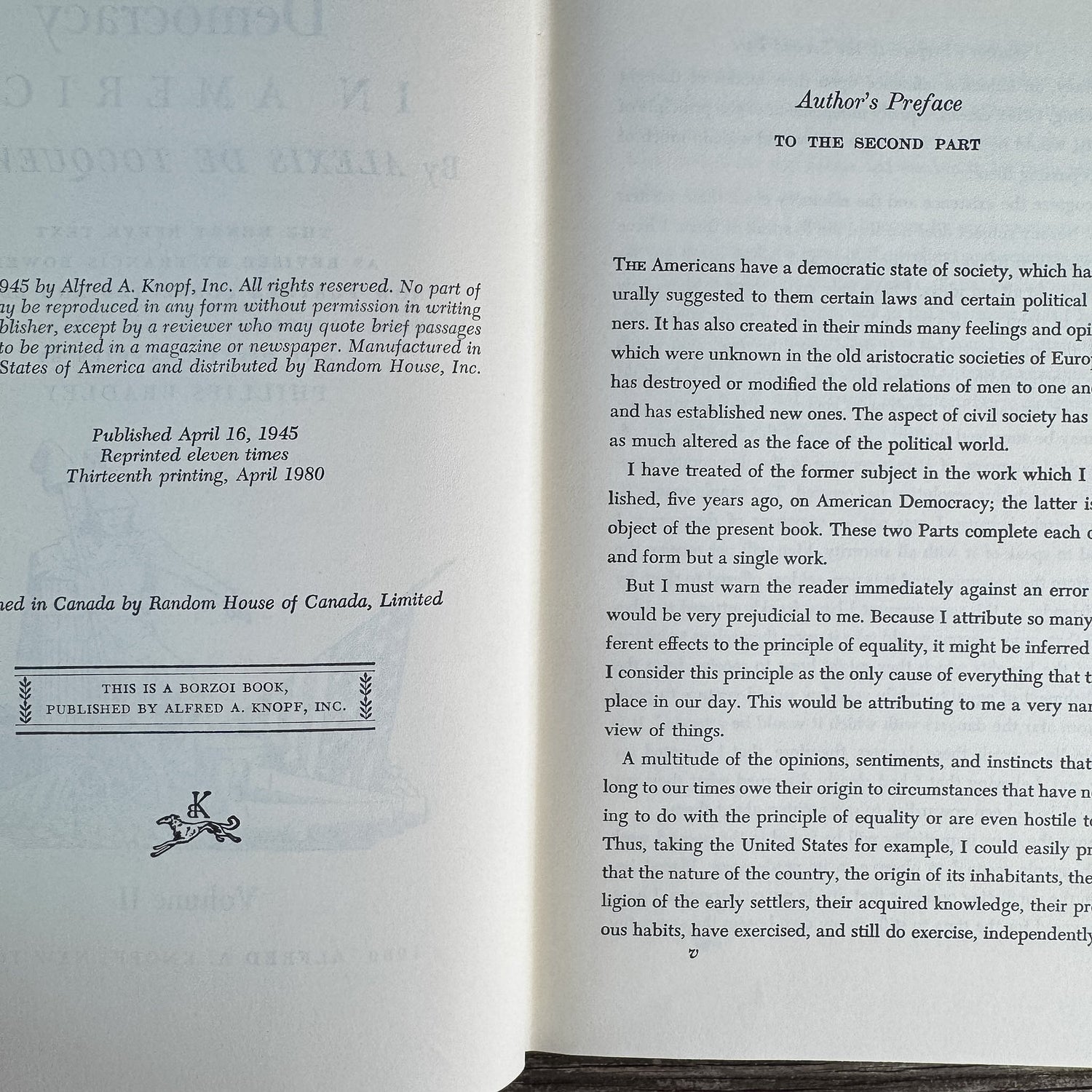 Democracy in America, Volume 2, Alexis de Tocqueville, 1980 - Pretty Old Books