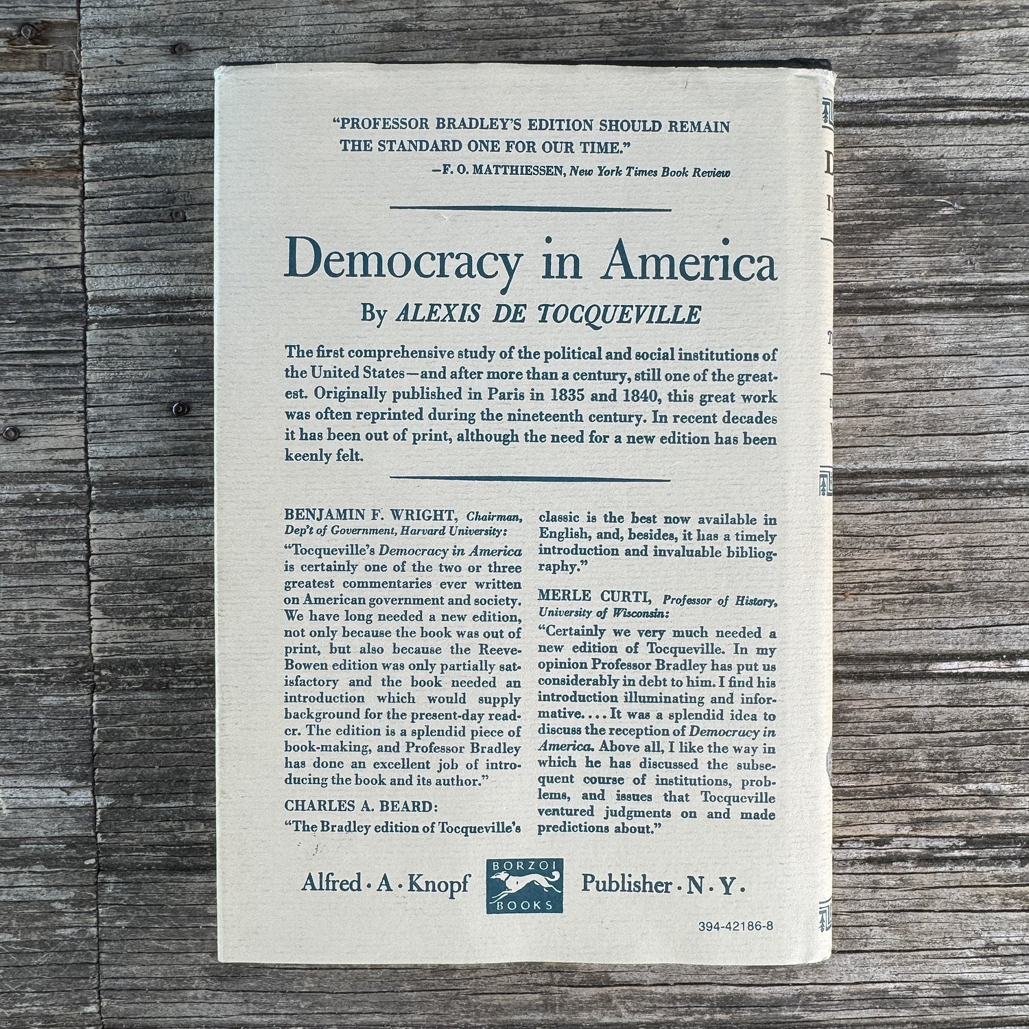 Democracy in America, Volume 2, Alexis de Tocqueville, 1980 - Pretty Old Books