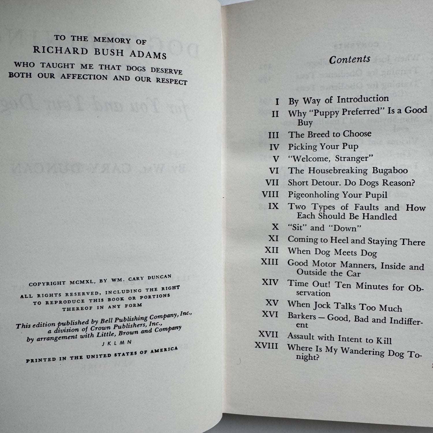 Dog Training Made Easy For You and Your Dog, William Cary Duncan, 1940 - Pretty Old Books