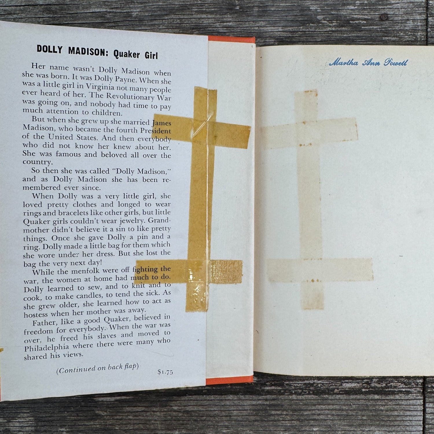 Dolly Madison: Quaker Girl Childhood of Famous Americans, 1944, Hardcover - Pretty Old Books