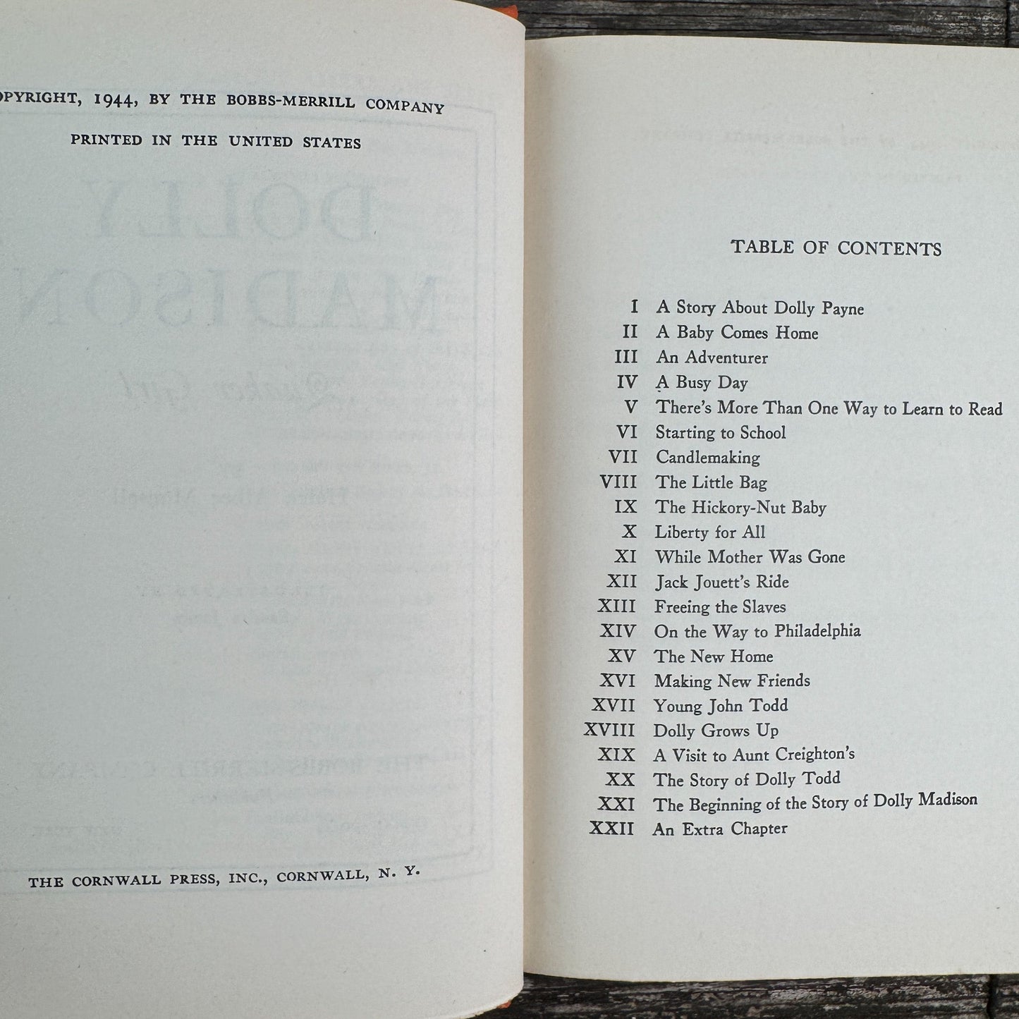 Dolly Madison: Quaker Girl Childhood of Famous Americans, 1944, Hardcover - Pretty Old Books