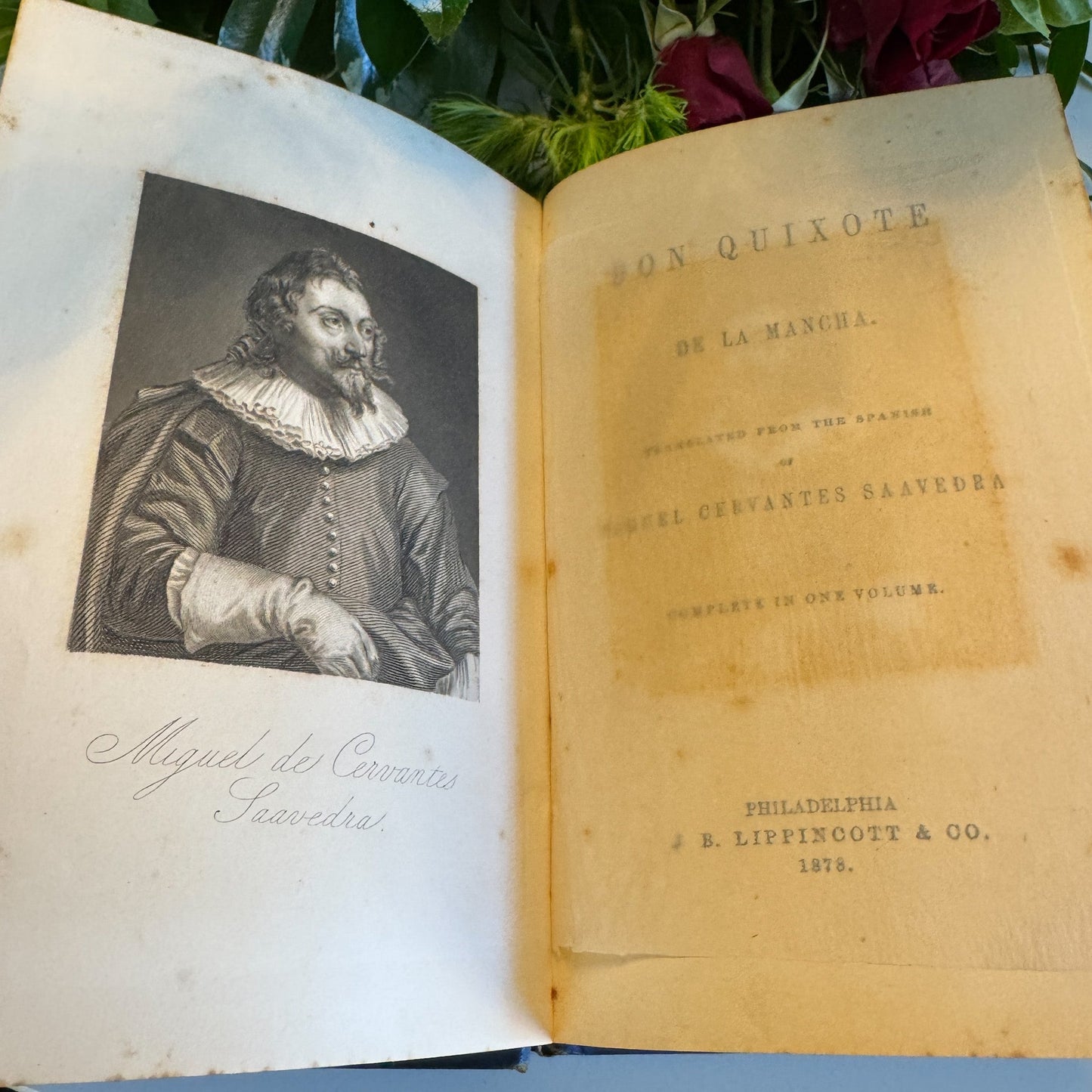 Don Quixote, Complete in One Volume, 1878, Lippincott Blue Antique Hardcover - Pretty Old Books