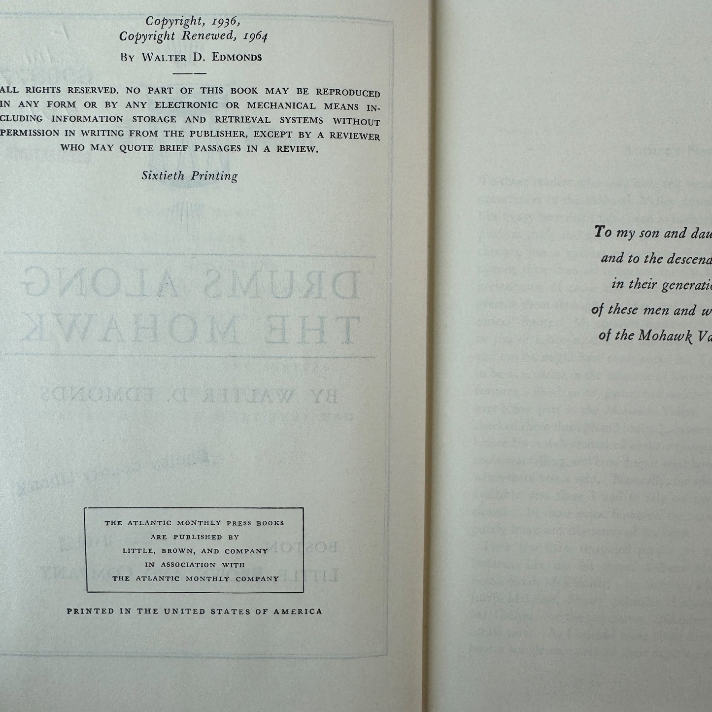 Drums Along the Mohawk, Walter D. Edmonds, 1936 (Sixtieth Printing) - Pretty Old Books