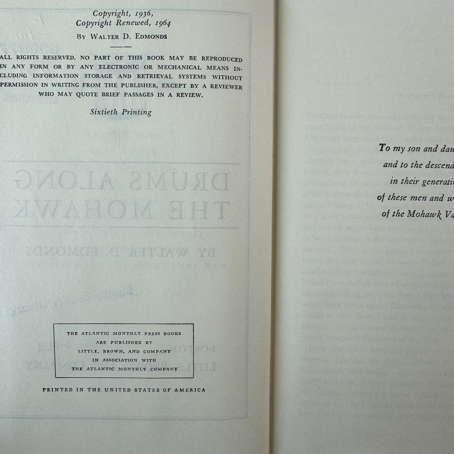 Drums Along the Mohawk, Walter D. Edmonds, 1936 (Sixtieth Printing) - Pretty Old Books