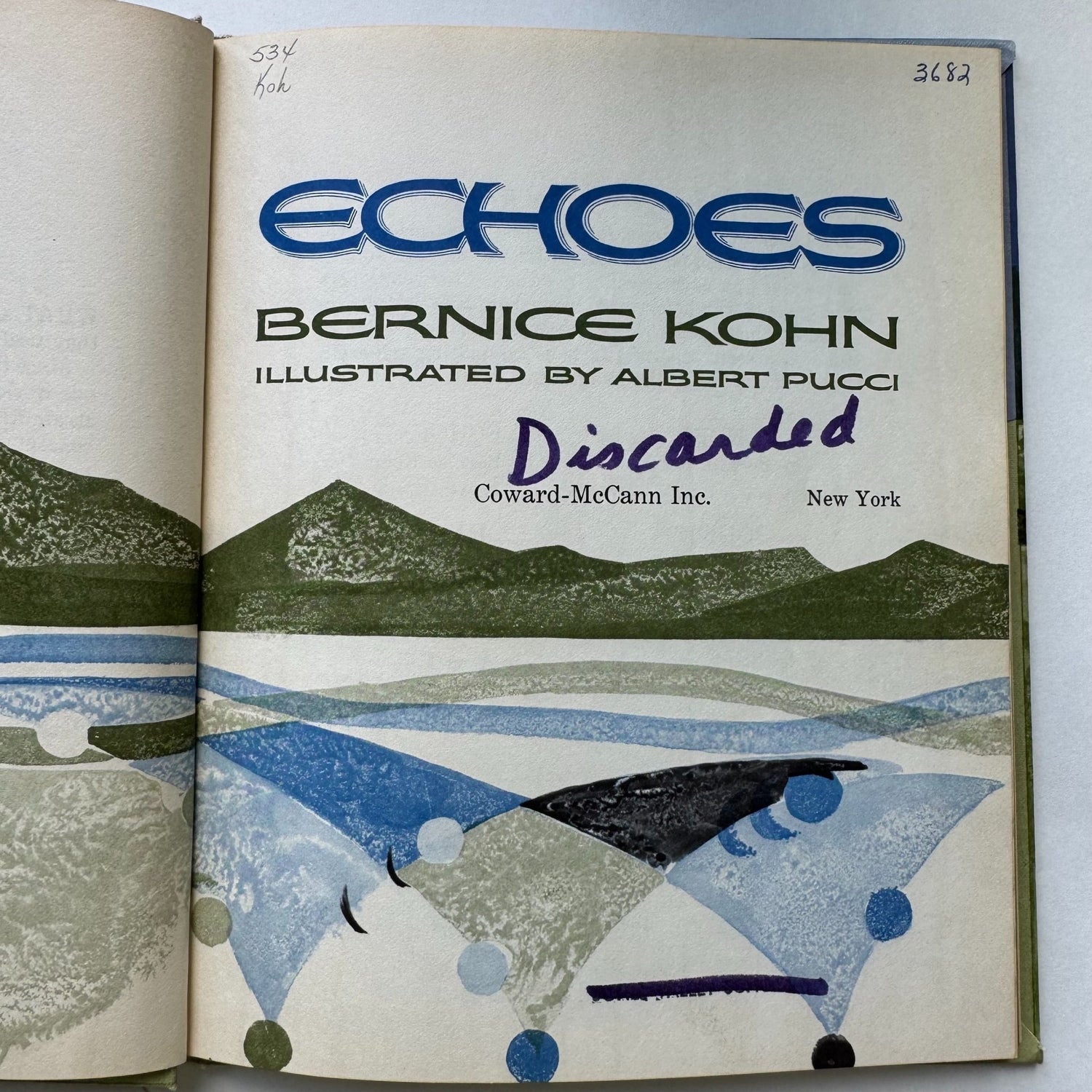 Echoes, Bernice Kohn, Juvenile Illustrated Science Hardcover 1965 - Pretty Old Books