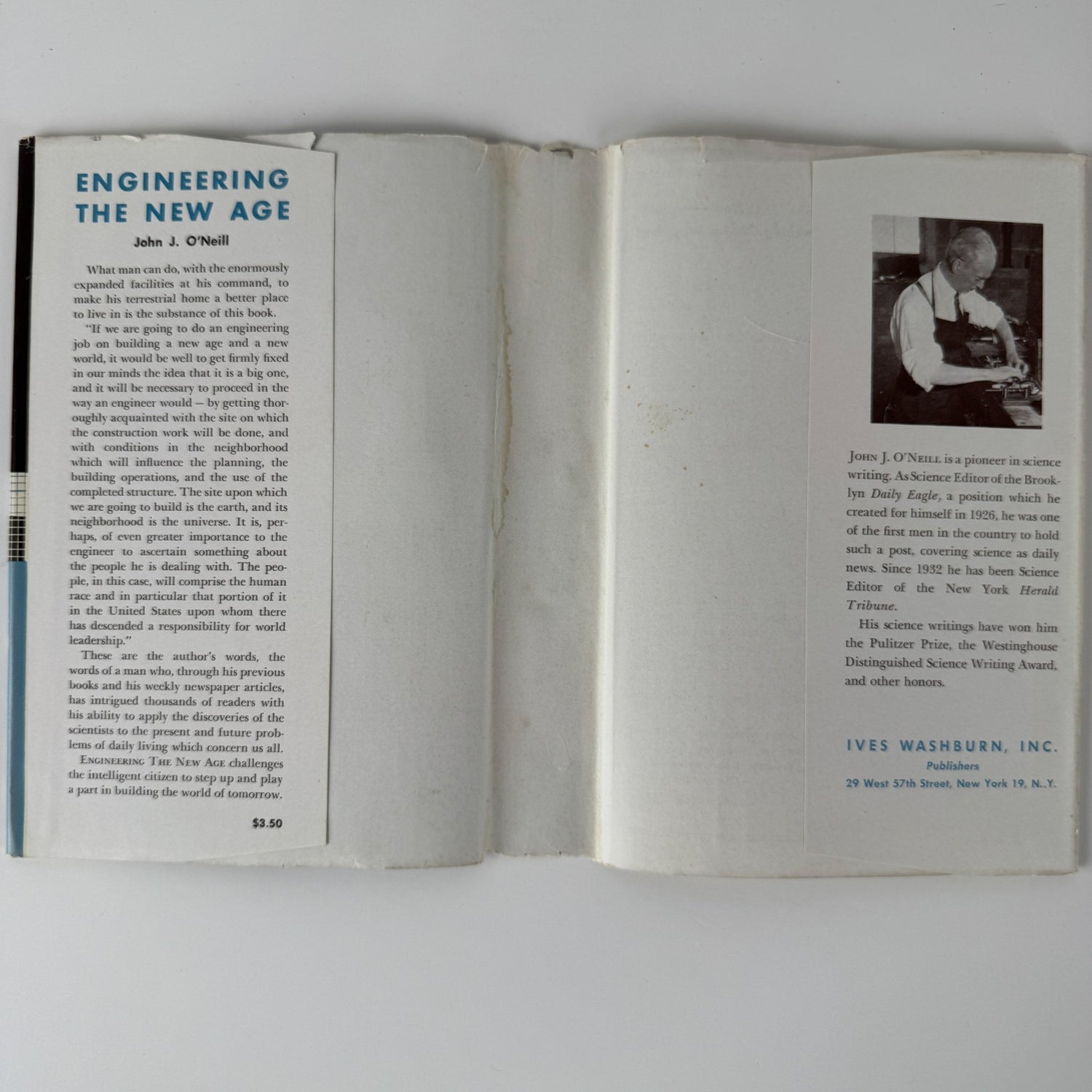 Engineering the New Age — John J. O’Neill — 1949 Hardcover/DJ, Vintage Mid Century Science & Technology Book