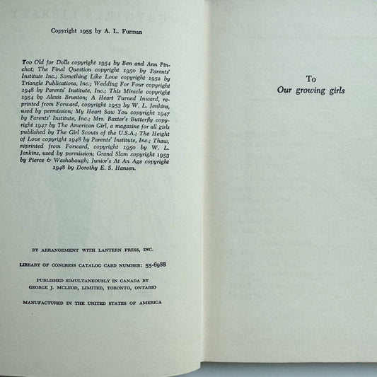 Everygirls Romance Stories, 1955 YA Romance Hardcover - Pretty Old Books