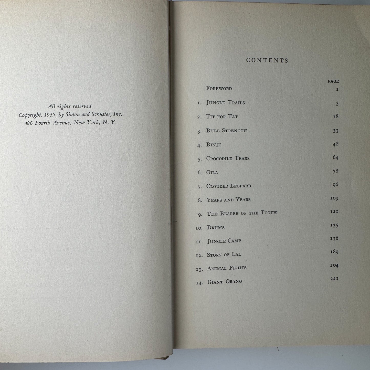 Fang and Claw, 1935, Frank Buck, Hunting Stories - Pretty Old Books