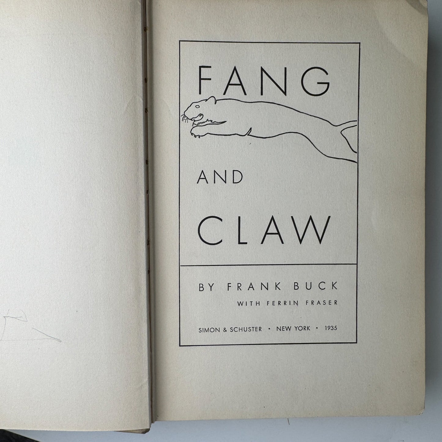 Fang and Claw, 1935, Frank Buck, Hunting Stories - Pretty Old Books