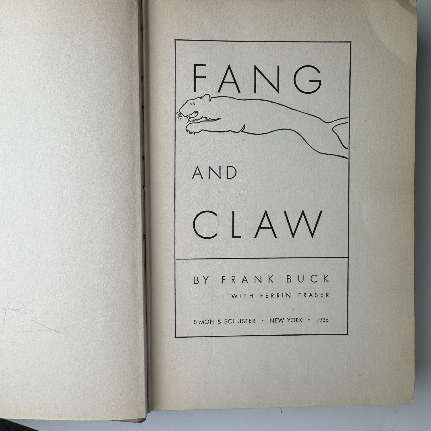 Fang and Claw, 1935, Frank Buck, Hunting Stories - Pretty Old Books