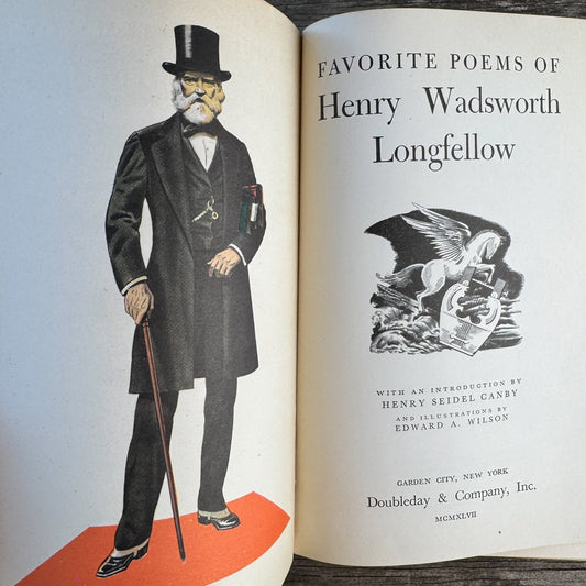 Favorite Poems of Henry Wadsworth Longfellow, 1947, Illustrated - Pretty Old Books