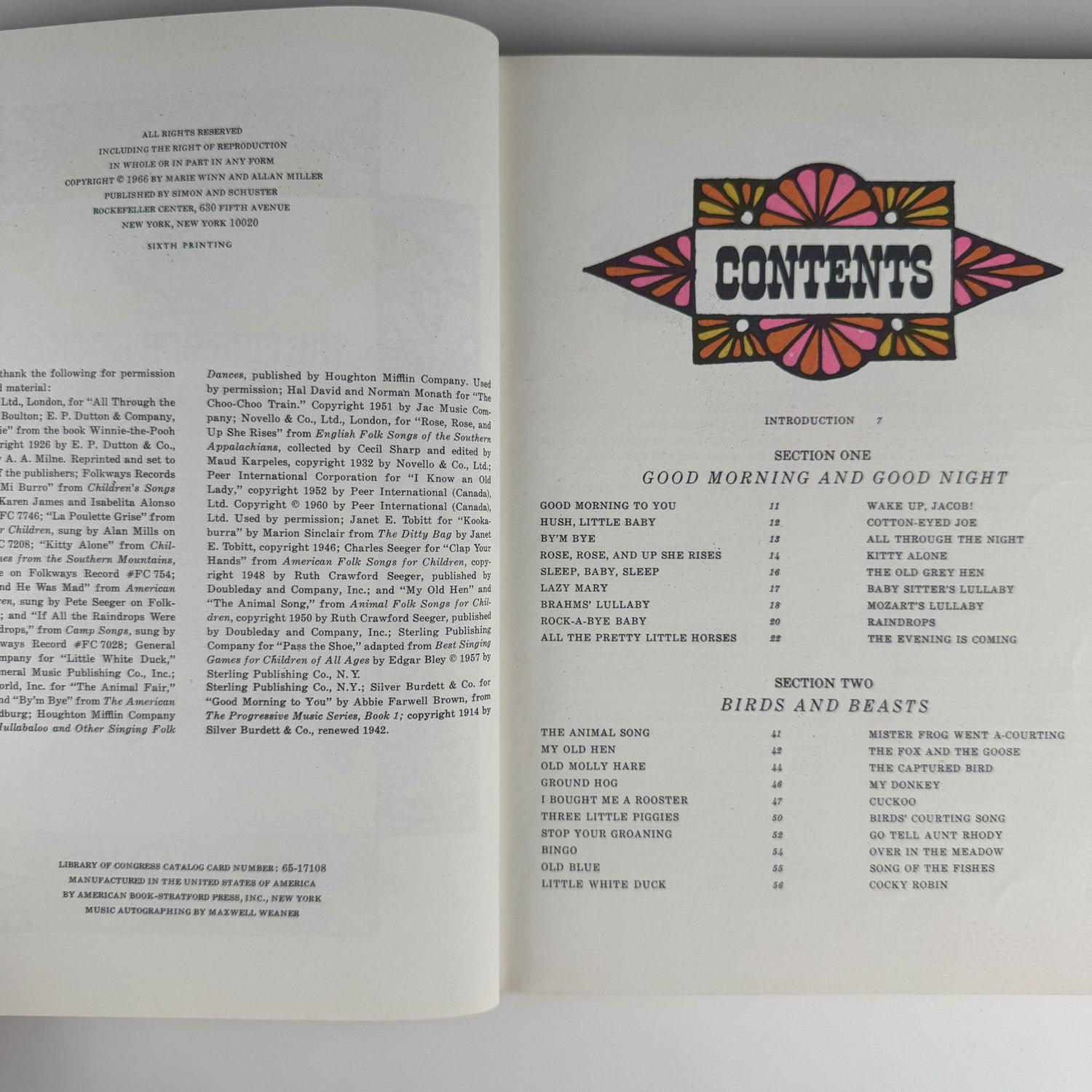 Fireside Book of Children's Songs 1966 Vintage Illustrated Music Book - Pretty Old Books