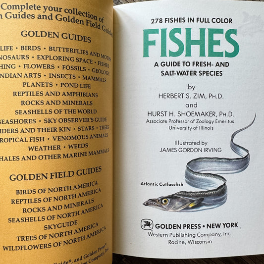 Fishes, Golden Field Guide, 1987 - Pretty Old Books