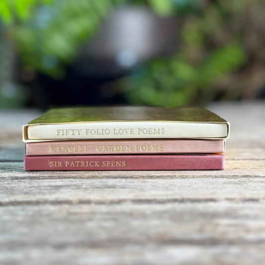 Folio Society Pocket Poetry Set in Gold Slipcases, Sir Patrick Spens, Fifty Love Poems, and Andrew Marvell's The Garden - Pretty Old Books