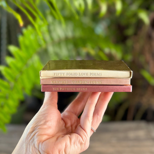 Folio Society Pocket Poetry Set in Gold Slipcases, Sir Patrick Spens, Fifty Love Poems, and Andrew Marvell's The Garden - Pretty Old Books