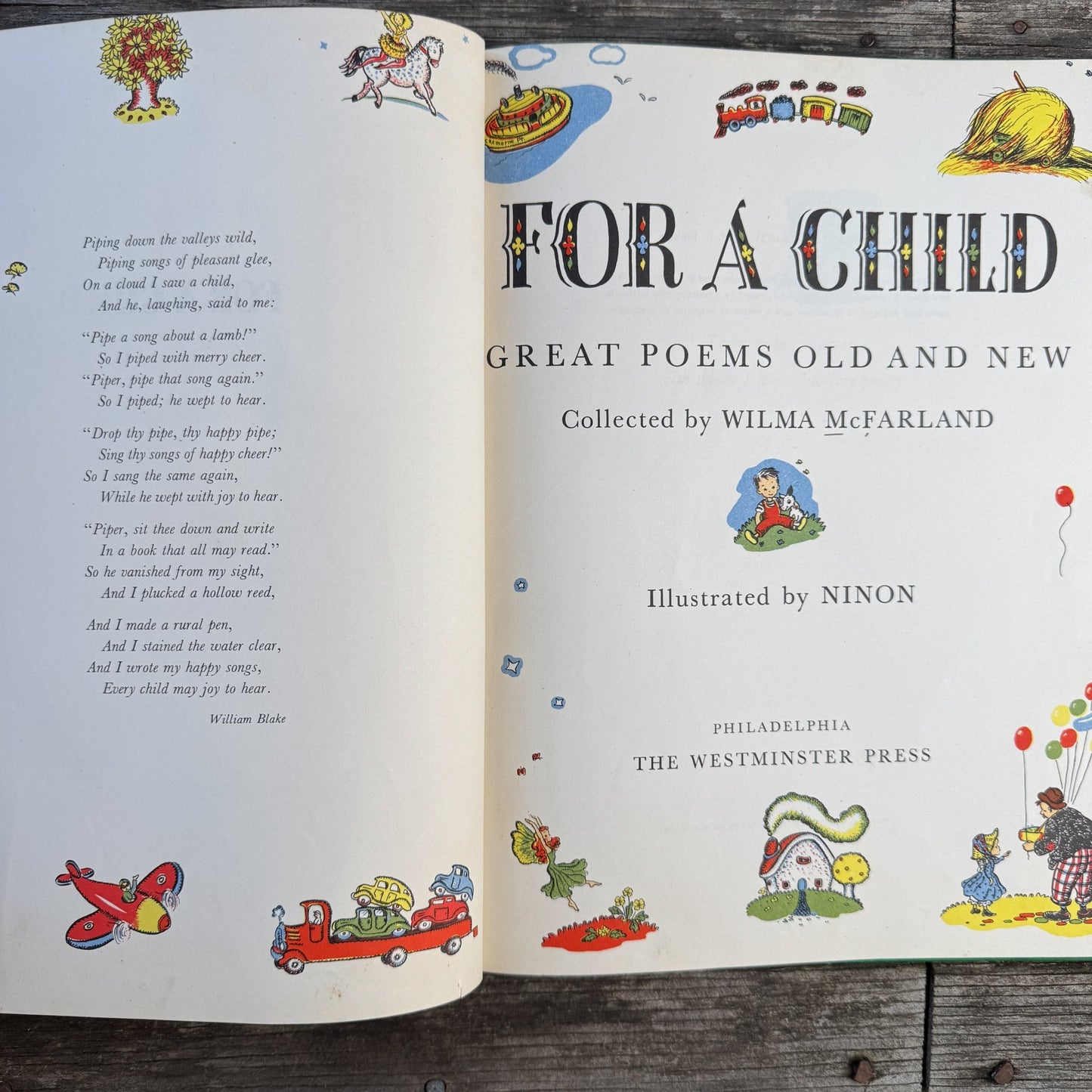 For a Child: Great Poems Old and New, 1947 Poetry Anthology - Pretty Old Books