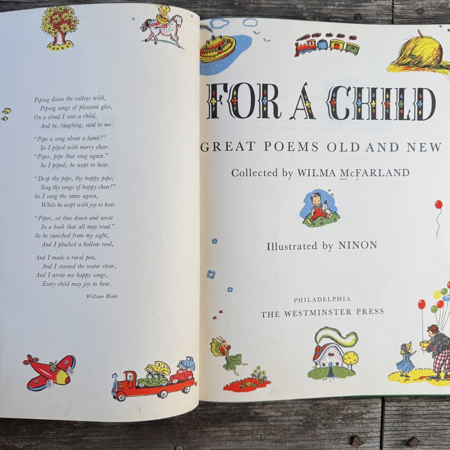 For a Child: Great Poems Old and New, 1947 Poetry Anthology - Pretty Old Books