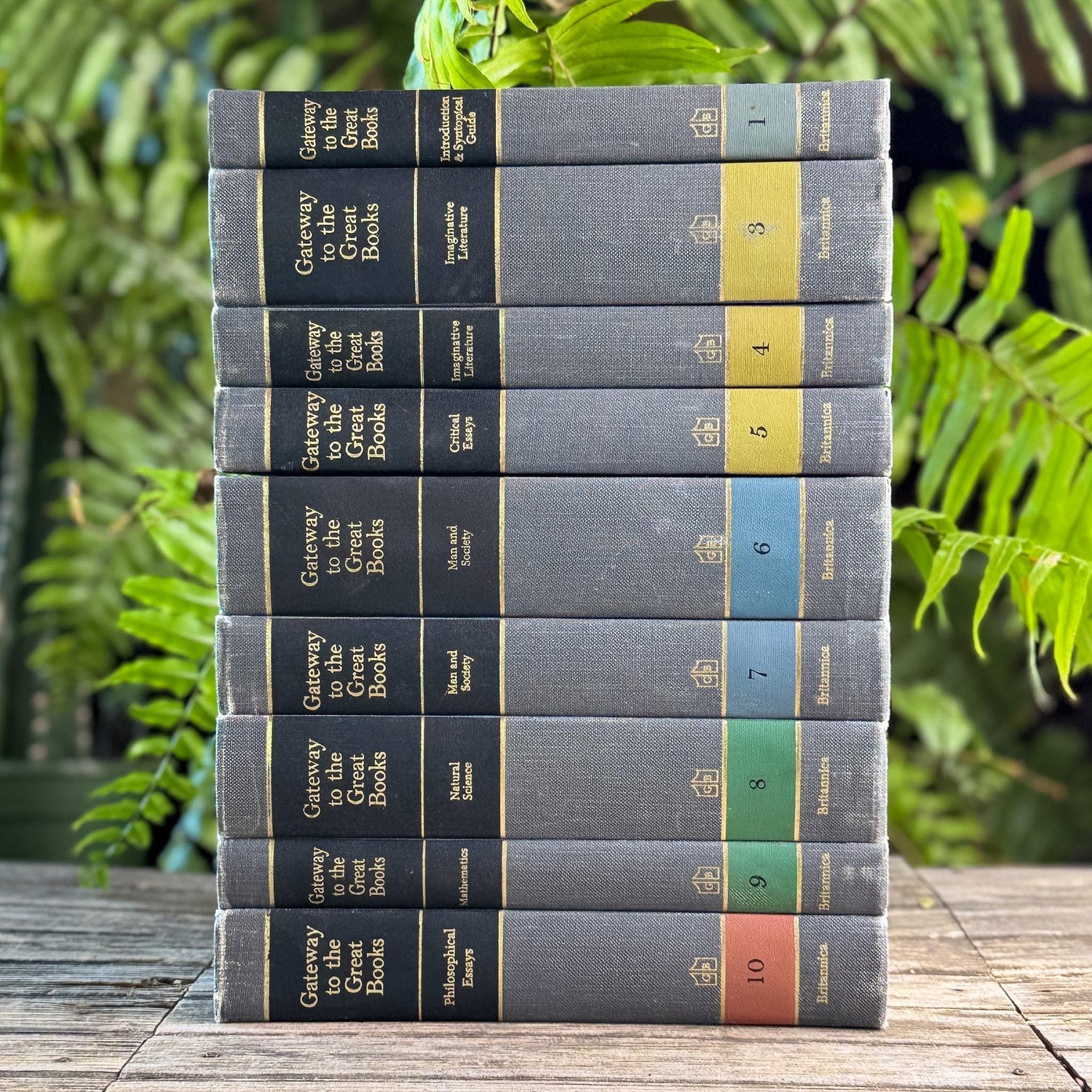 Gateway to the Great Books Vintage Gray and Black Masculine Mid-Century Shelf Styling Prop 1963 - Pretty Old Books