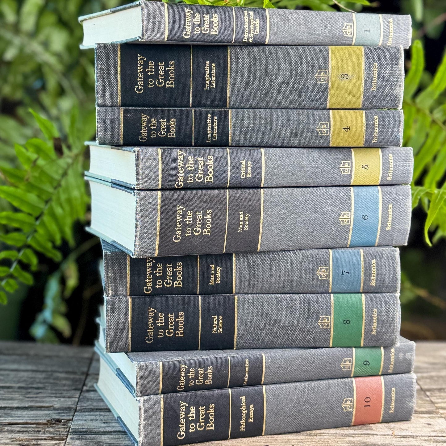 Gateway to the Great Books Vintage Gray and Black Masculine Mid-Century Shelf Styling Prop 1963 - Pretty Old Books