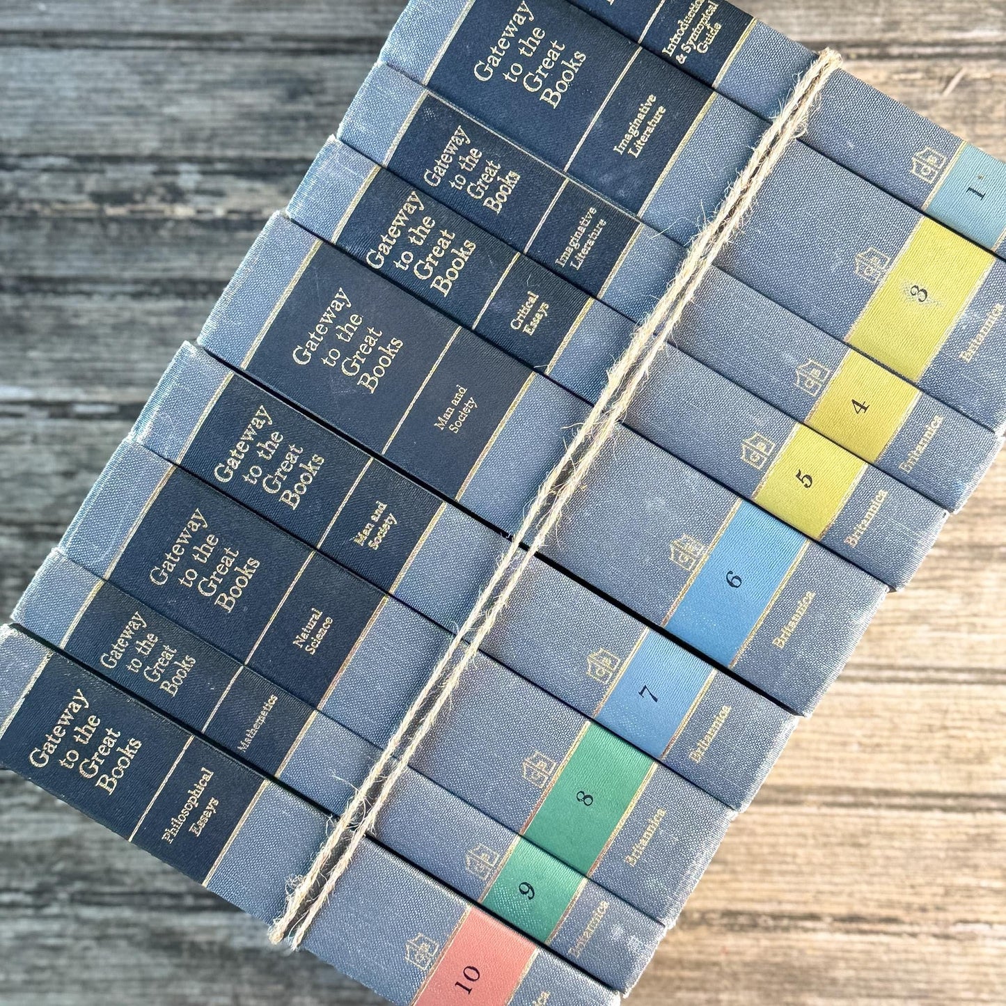 Gateway to the Great Books Vintage Gray and Black Masculine Mid-Century Shelf Styling Prop 1963 - Pretty Old Books