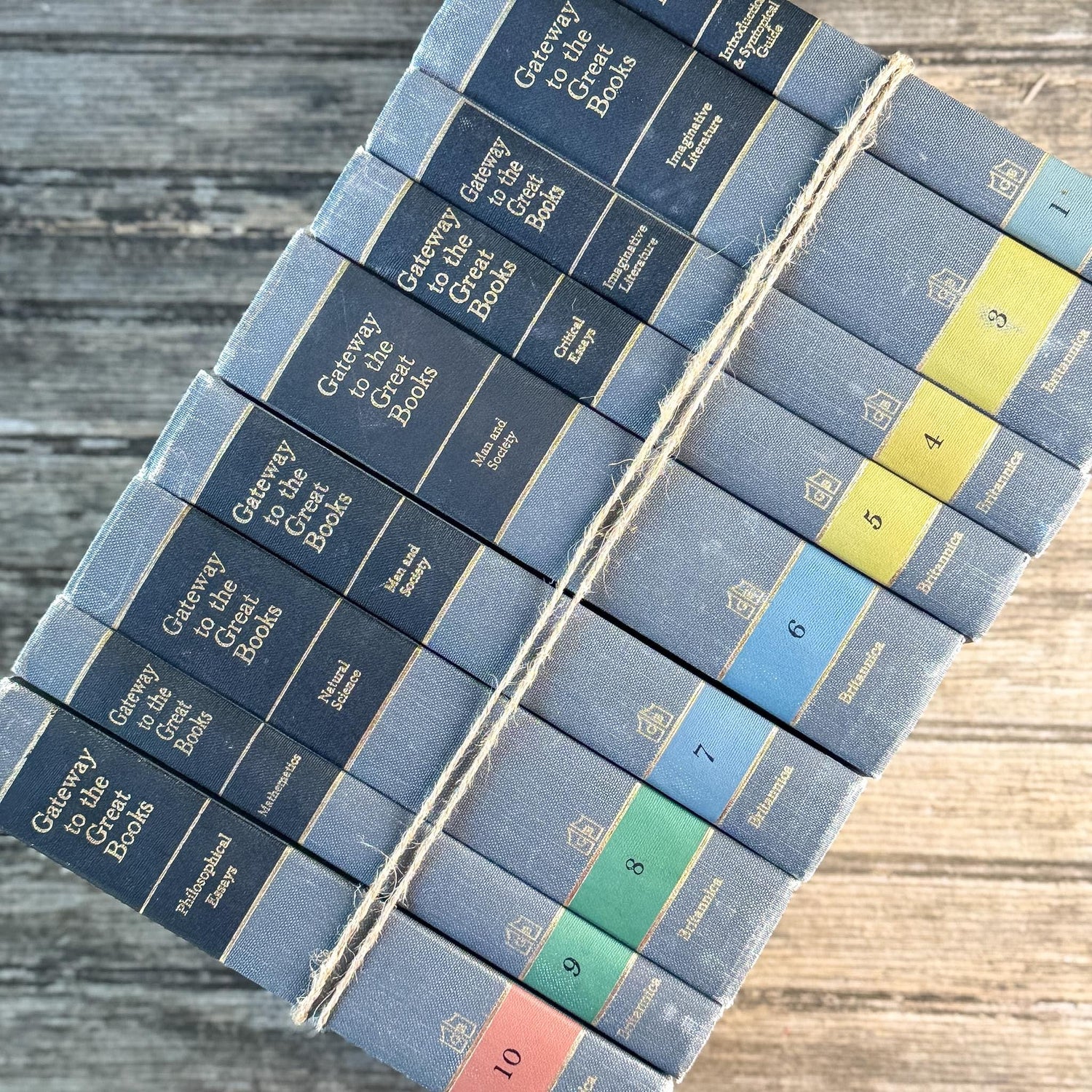 Gateway to the Great Books Vintage Gray and Black Masculine Mid-Century Shelf Styling Prop 1963 - Pretty Old Books