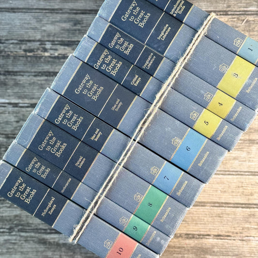 Gateway to the Great Books Vintage Gray and Black Masculine Mid-Century Shelf Styling Prop 1963 - Pretty Old Books