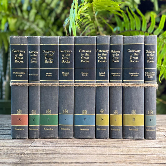 Gateway to the Great Books Vintage Gray and Black Masculine Mid-Century Shelf Styling Prop 1963 - Pretty Old Books