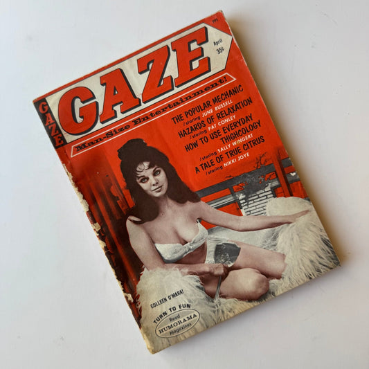 Gaze: Man - Size Entertainment, April 1966, Humor and Girlie Pin - Up Magazine - Pretty Old Books