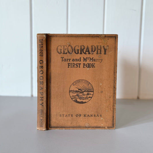 Geography First Book, Antique State of Kansas 1923 School Book - Pretty Old Books