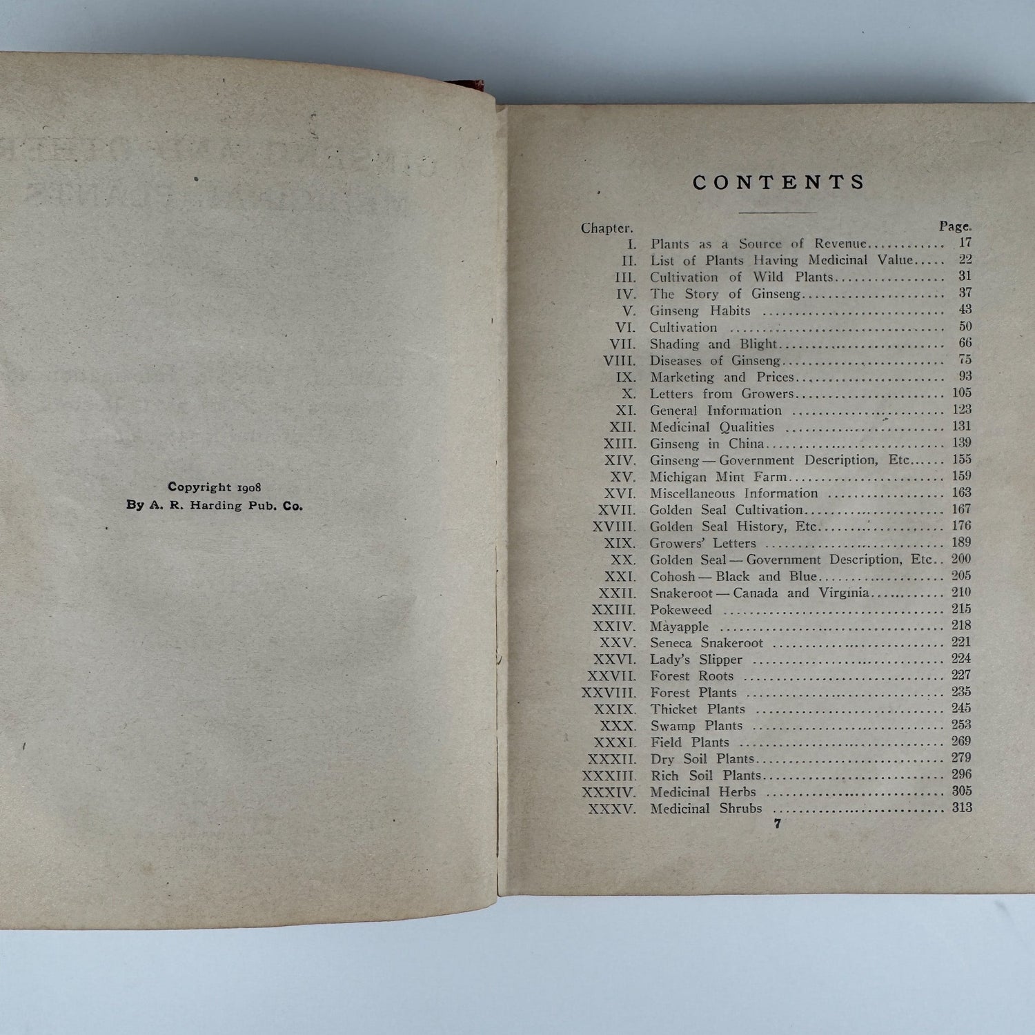 Ginseng and Other Medicinal Plants, 1908, A.R. Harding - Pretty Old Books
