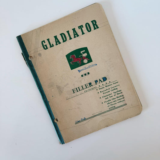 Gladiator Filler Pad, Vintage Blank Wide Ruled Notebook Paper - Pretty Old Books